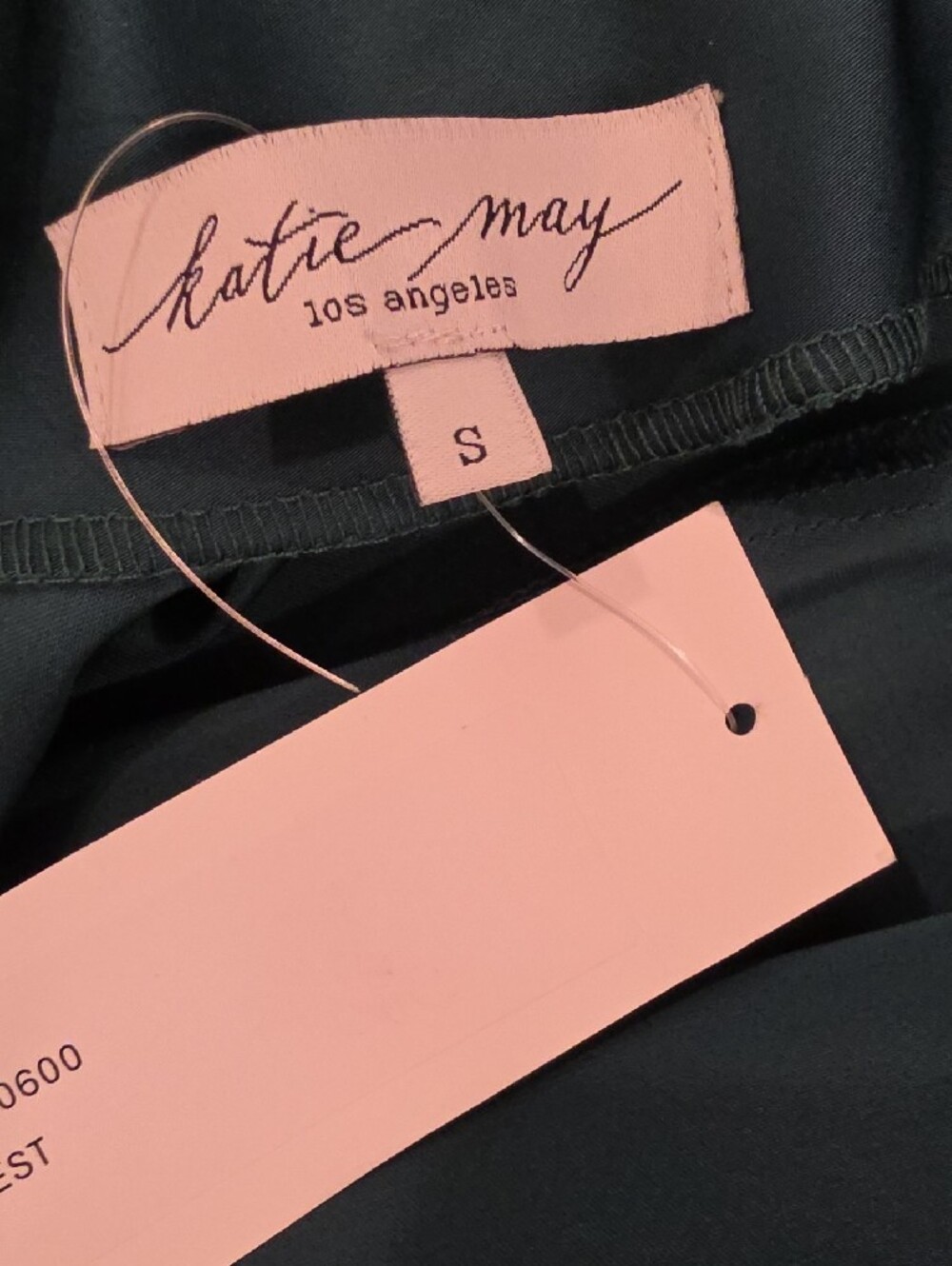 Katie May Tara gown in Forest Green Satin w/ draped bust area. Size S NWTS - Picture 9 of 12